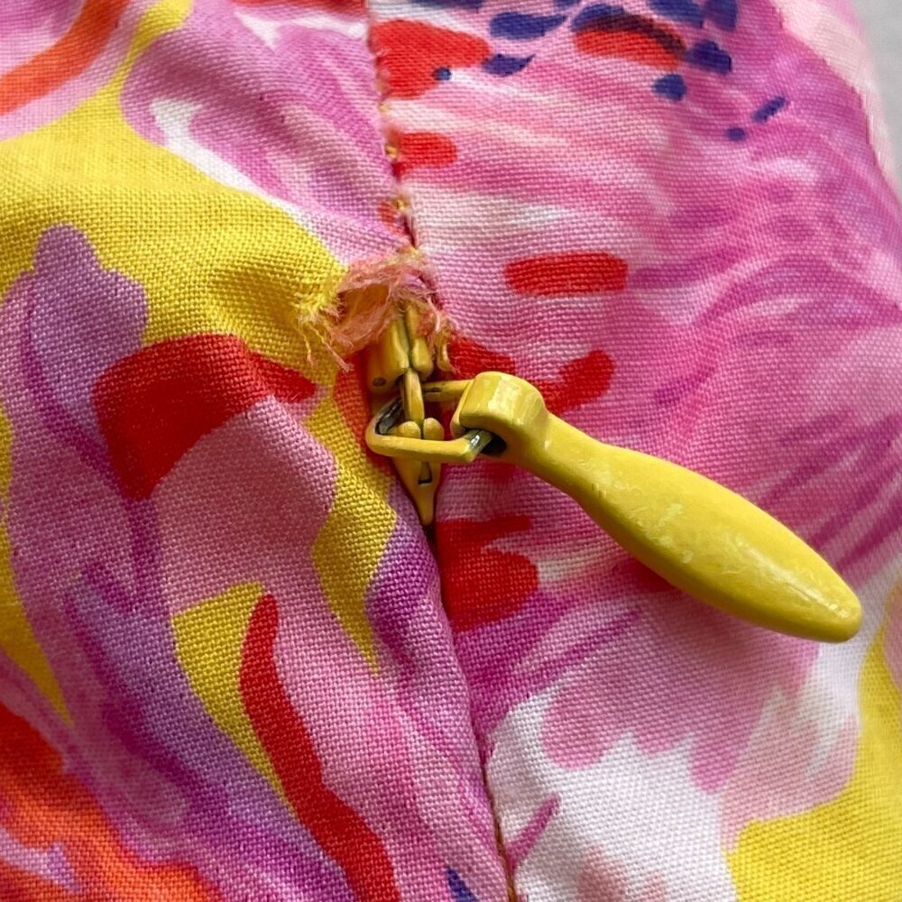 Banjanan Carnation Flamingo Cotton Maxi Dress XS Pink Yellow Tropical - Picture 12 of 13